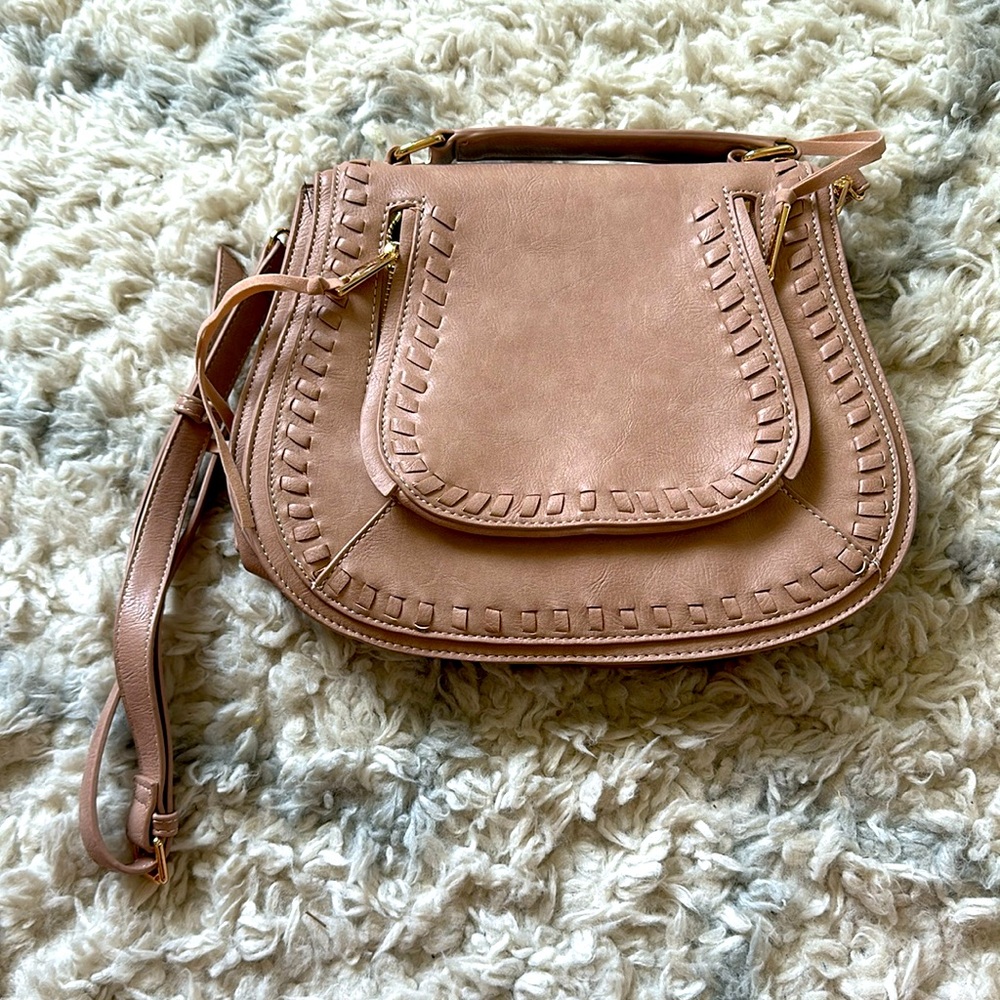 Tan and gold bag